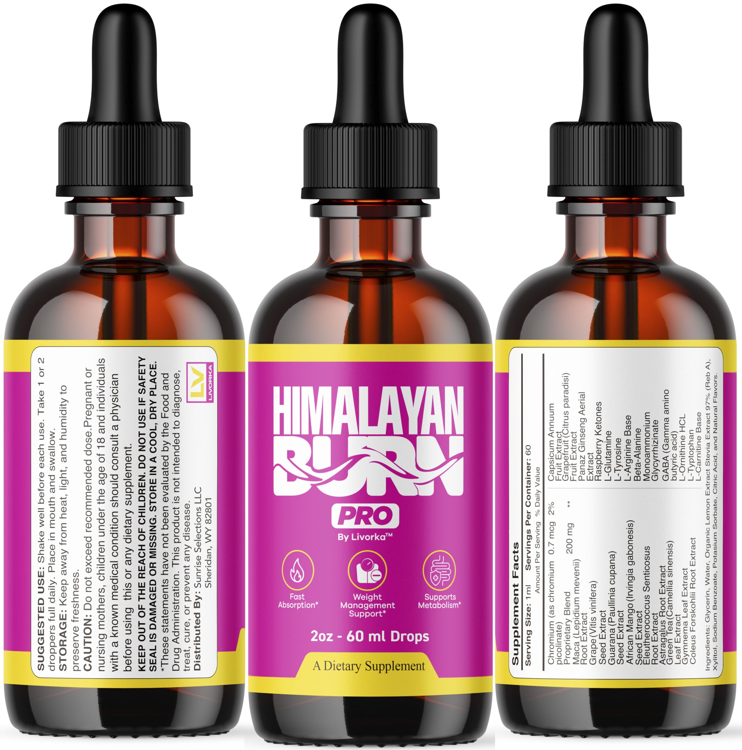 LIVORKA Himalayan Burn Pro Drops vegan formula and trusted ingredients.