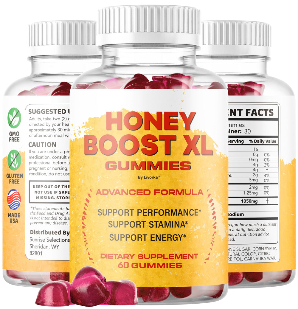 LIVORKA Honey Boost XL gummies on counter during travel prep.