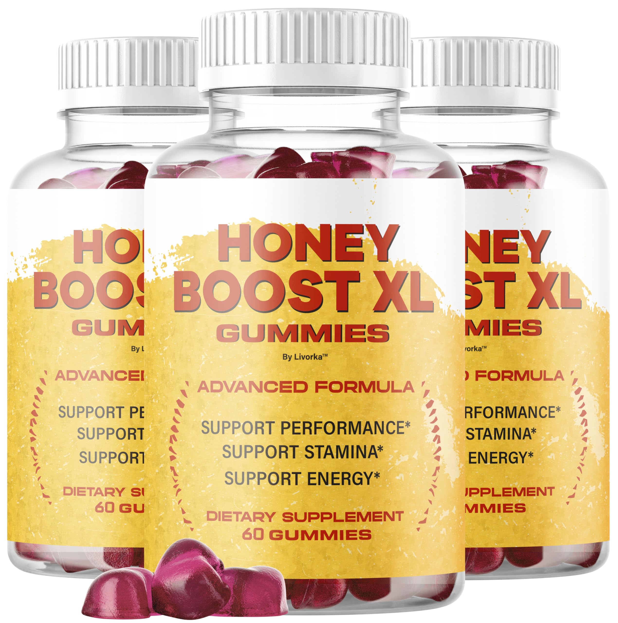 LIVORKA Honey Boost XL gummies pack for daily energy support and convenience.