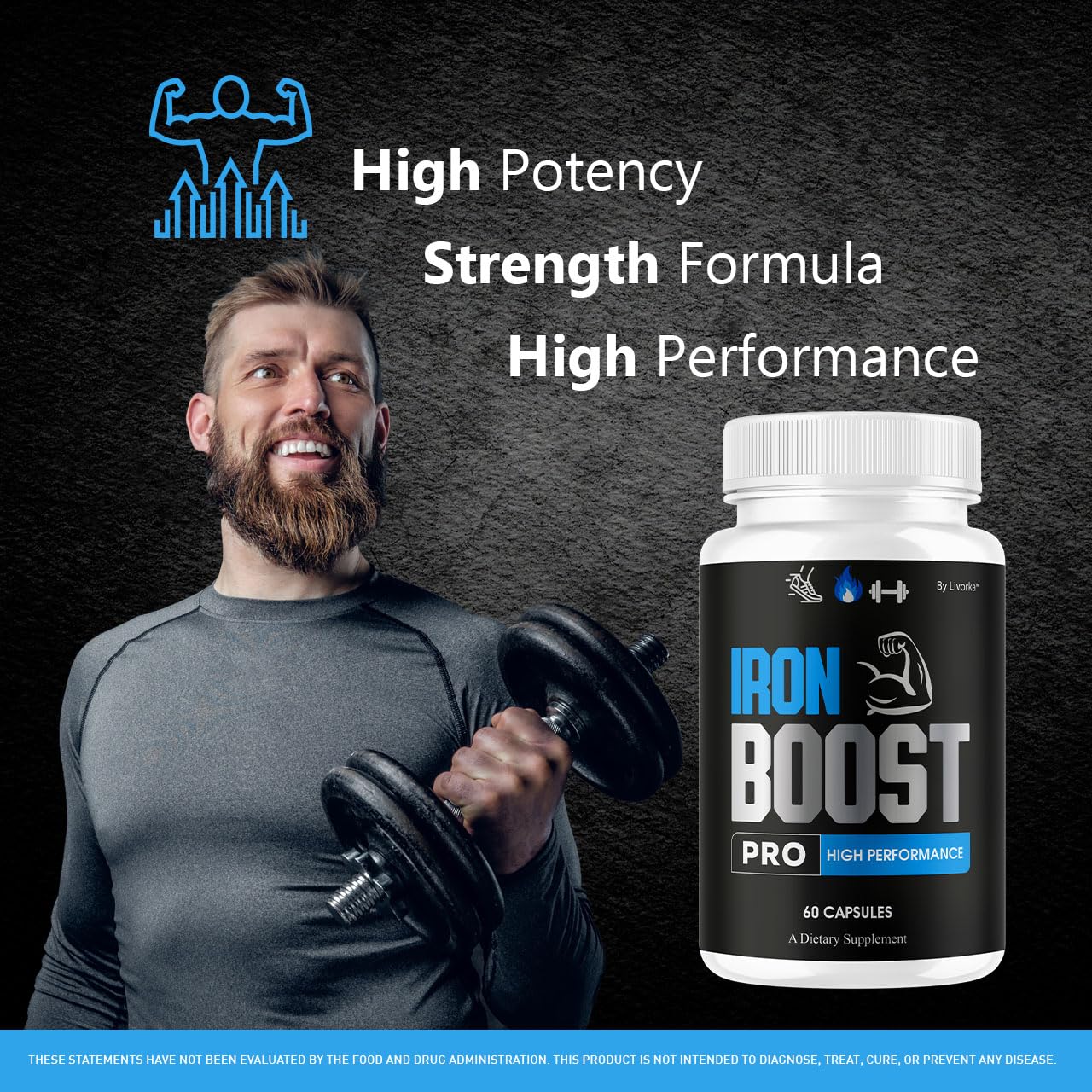 LIVORKA Iron Boost Pro label detail highlighting natural ingredients for clean daily support.