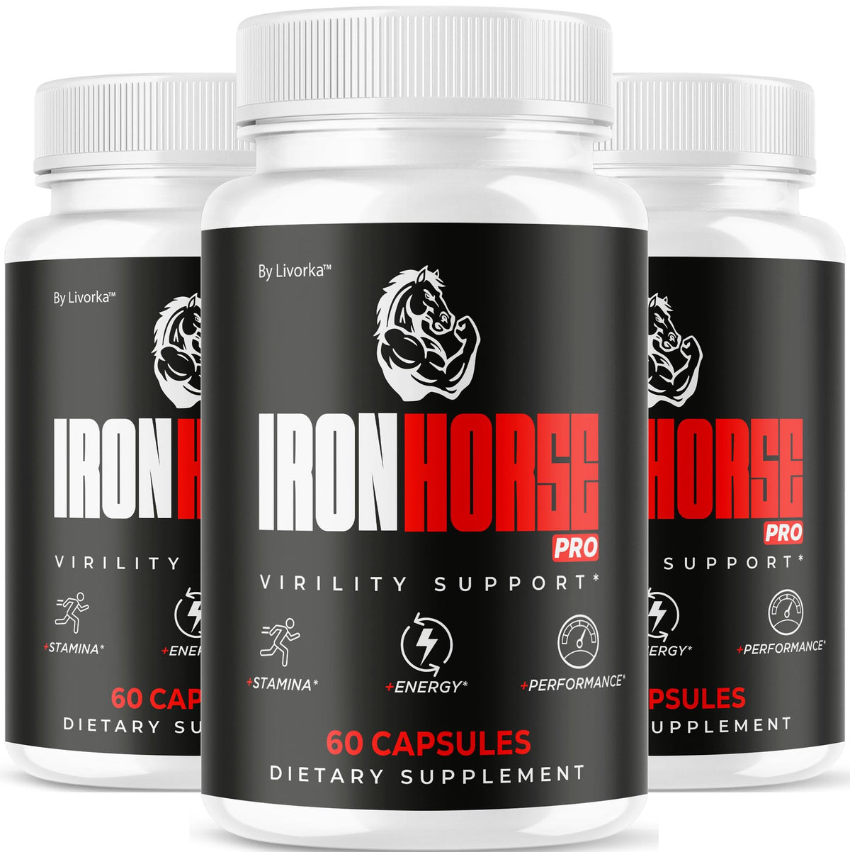 LIVORKA Iron Horse Pro bottle front with advanced formula for daily wellness.