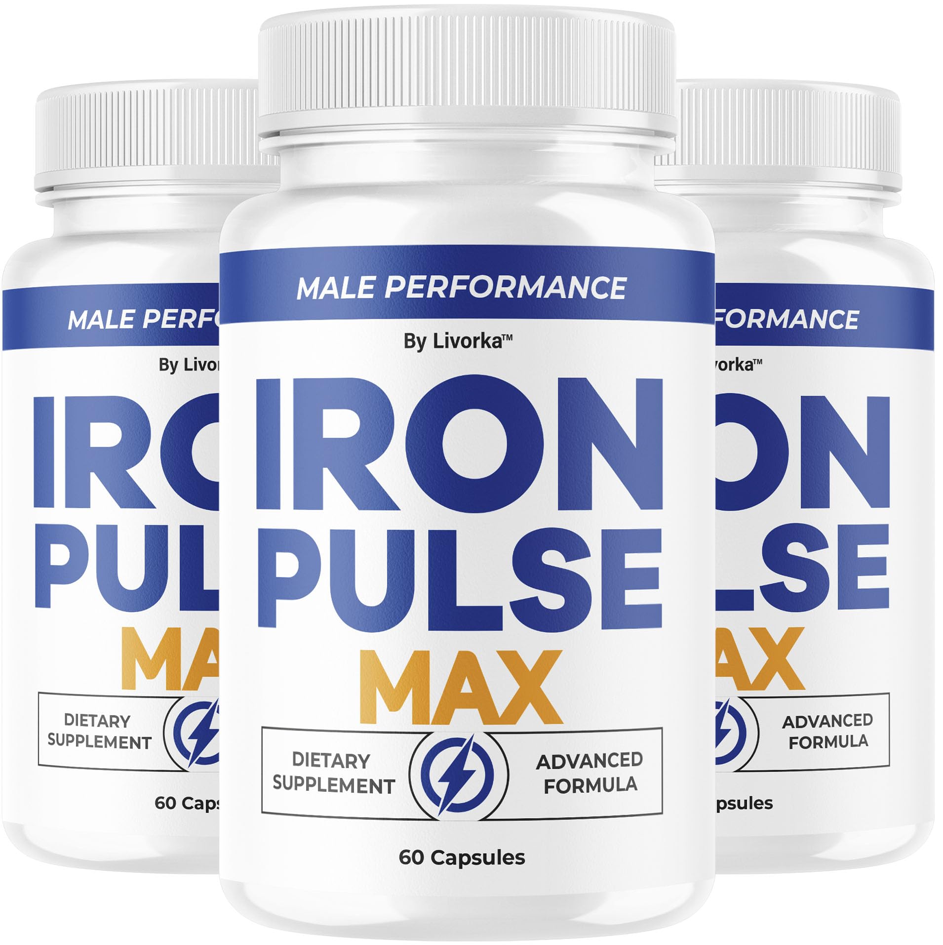 LIVORKA Iron Pulse Max bottle on a shelf, ideal for daily wellness routines.