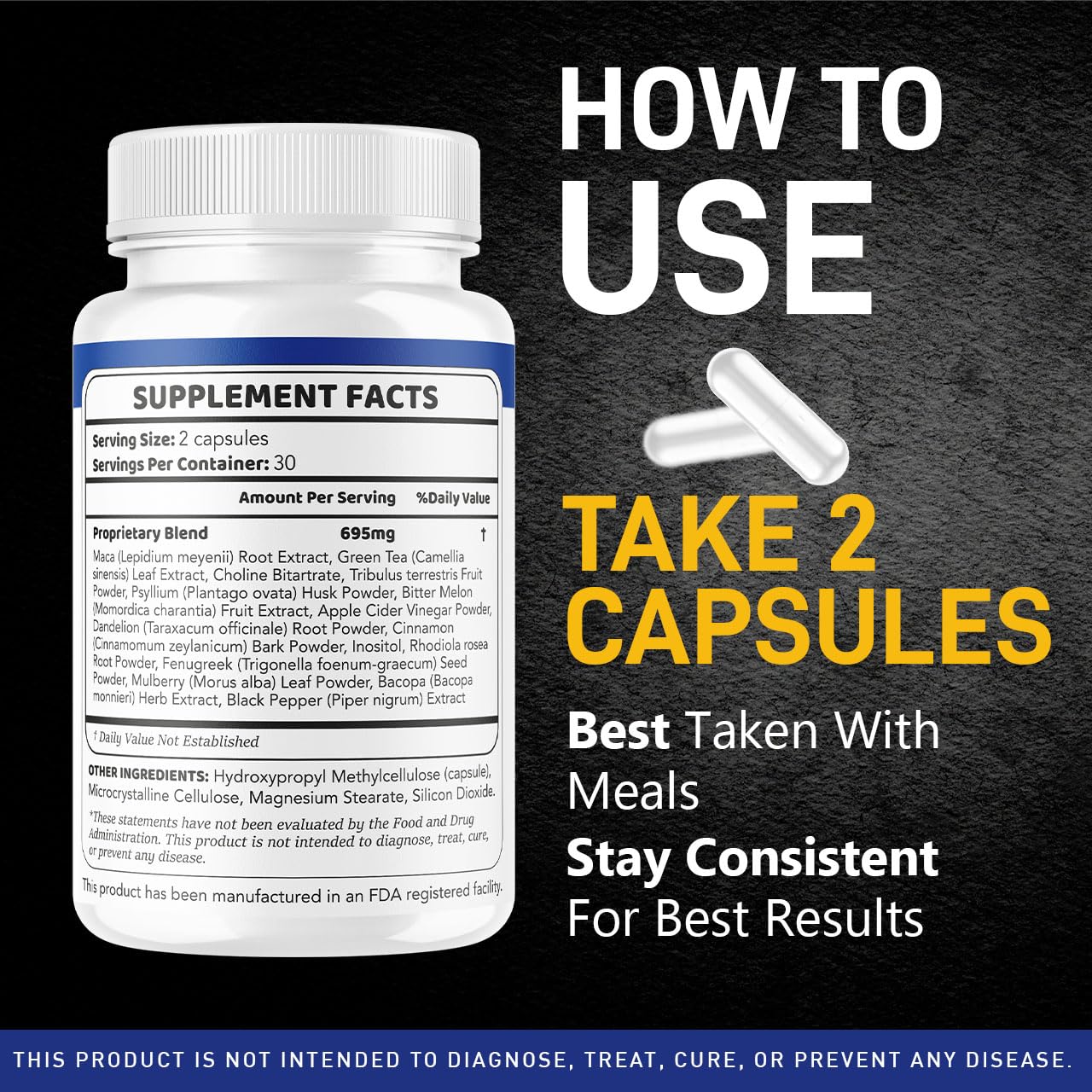 Packaging indicates a three-month supply with 180 capsules.