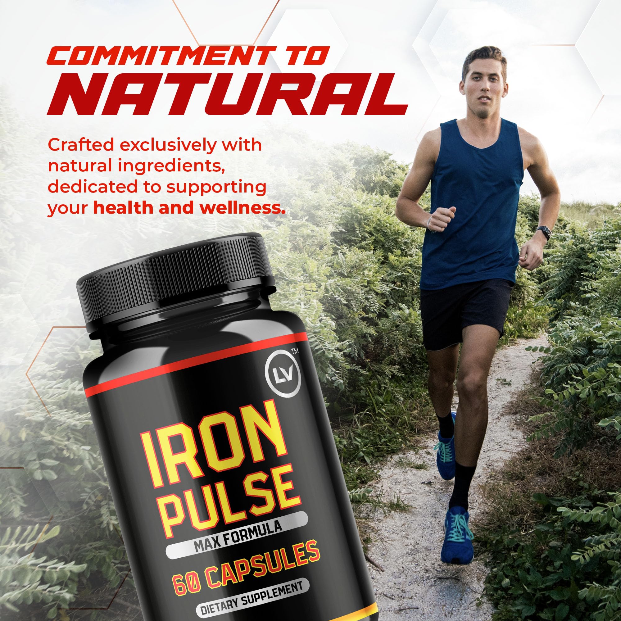 LIVORKA IronPulse label close-up shows ingredients and benefits