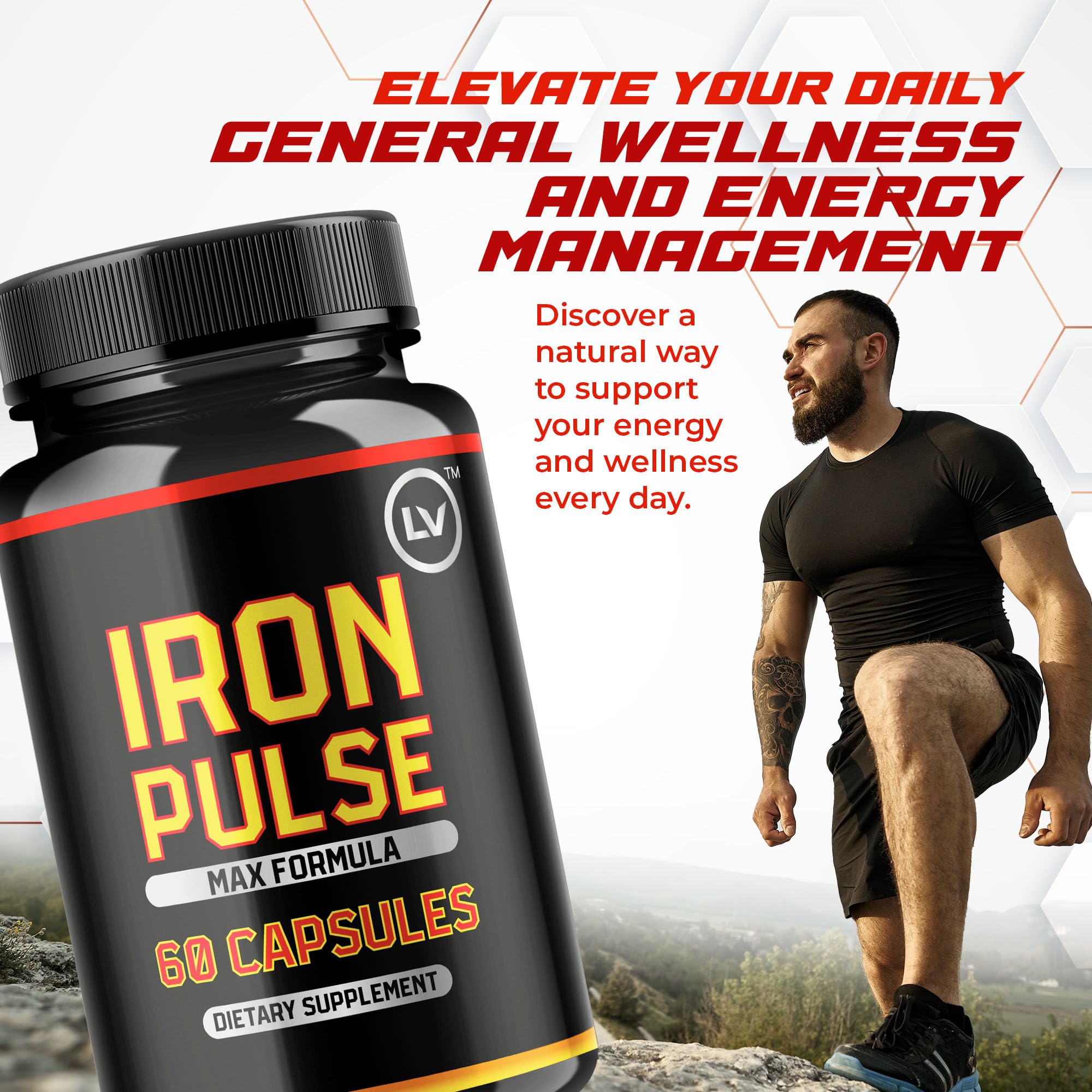 LIVORKA IronPulse Max formula label close-up suggesting enhanced daily support