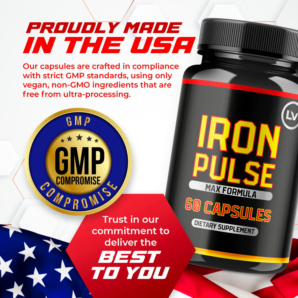 LIVORKA IronPulse capsules poured; smooth texture for easy swallowing