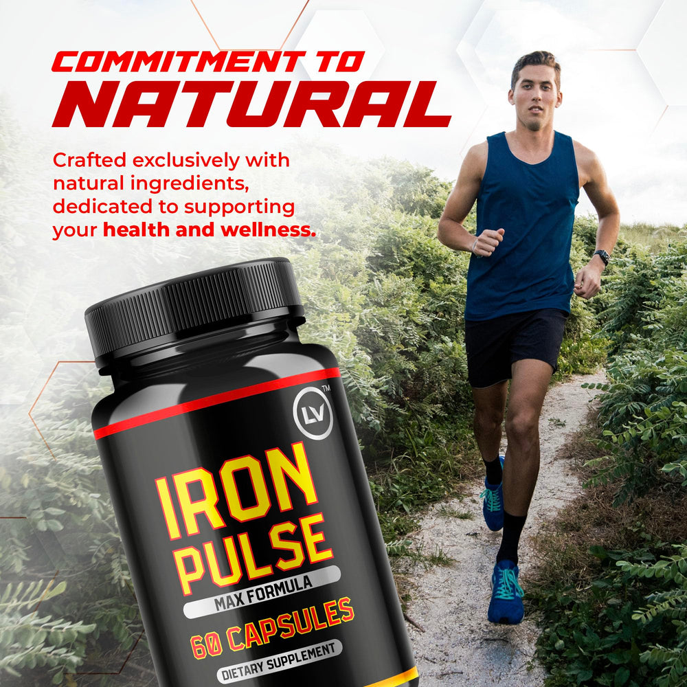 LIVORKA IronPulse support pills displayed with label for everyday wellness.