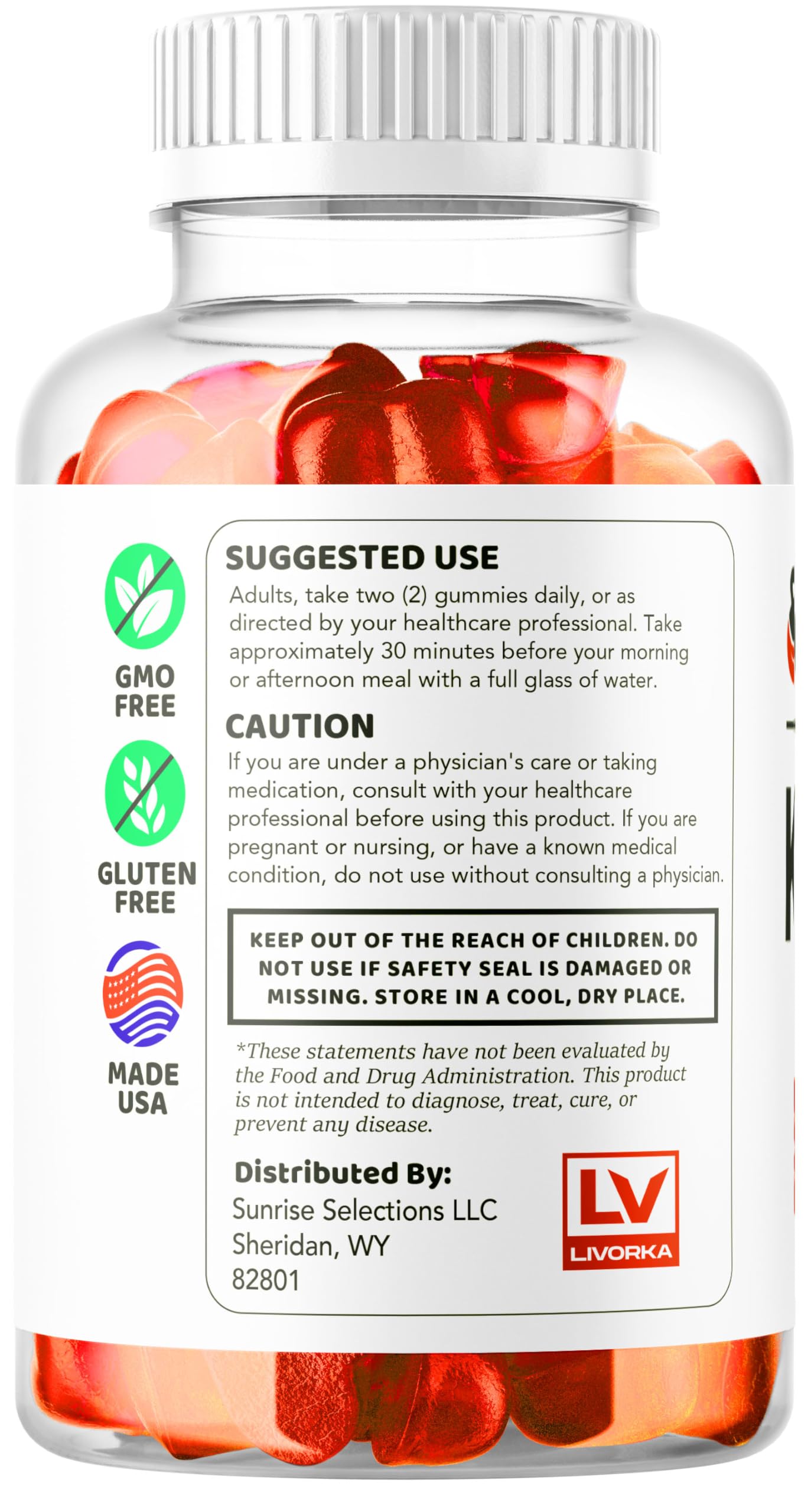 Close-up of LIVORKA Keto Lean ACV Gummies texture for a fruity bite.