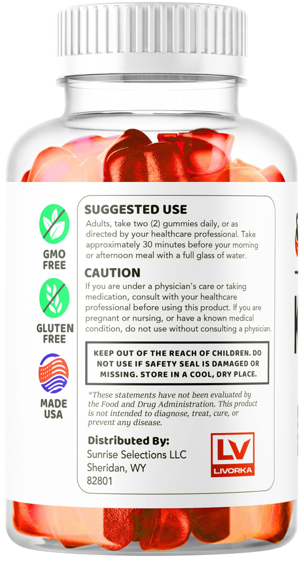 Close-up of LIVORKA Keto Lean ACV Gummies texture for a fruity bite.