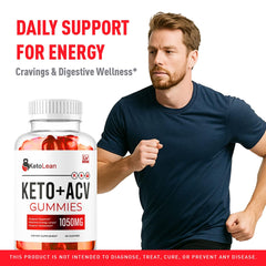 Close-up of LIVORKA Keto Lean ACV Gummies label showing 1050mg formulation.