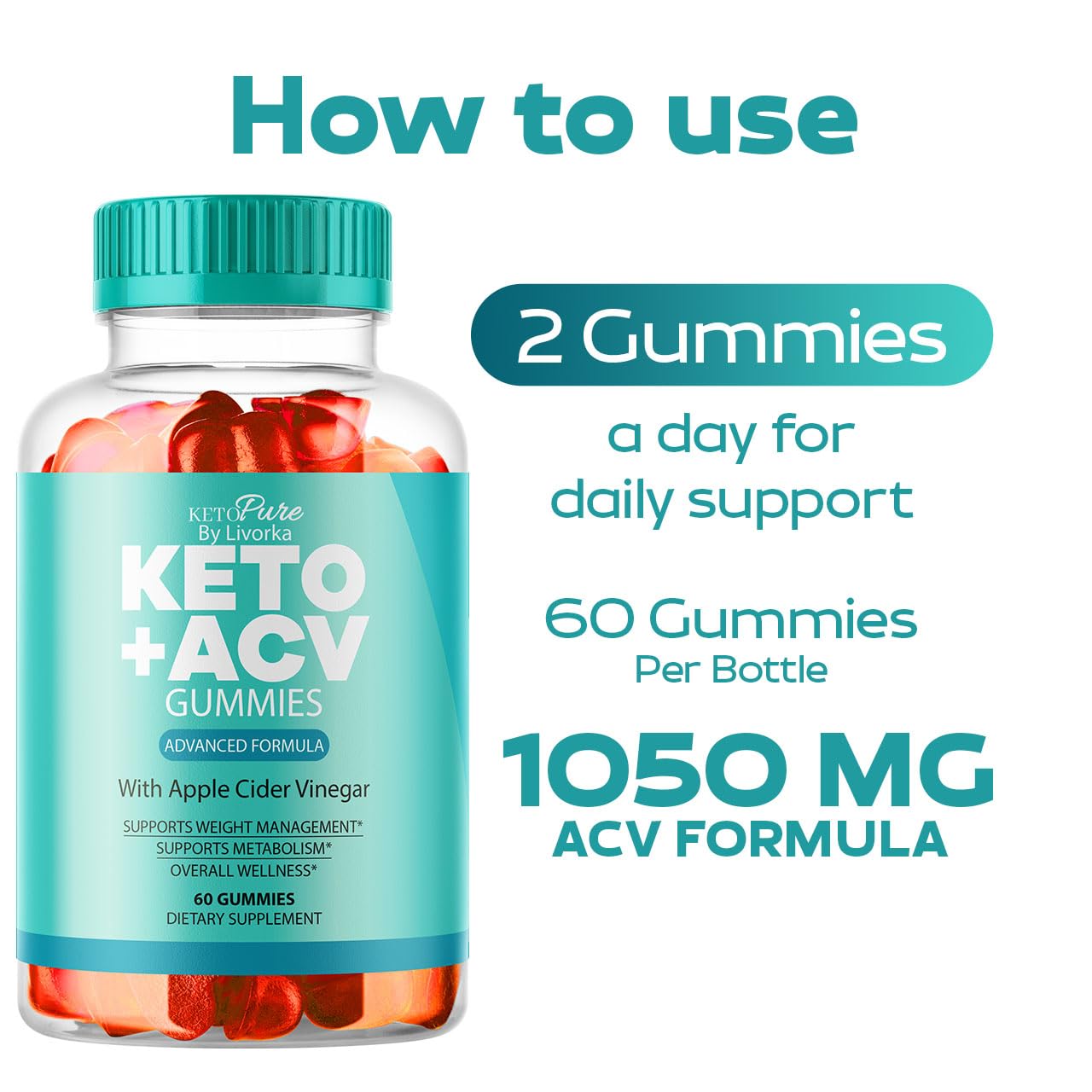 LIVORKA Keto Pure ACV Gummies two-pack display emphasizes value and routine.