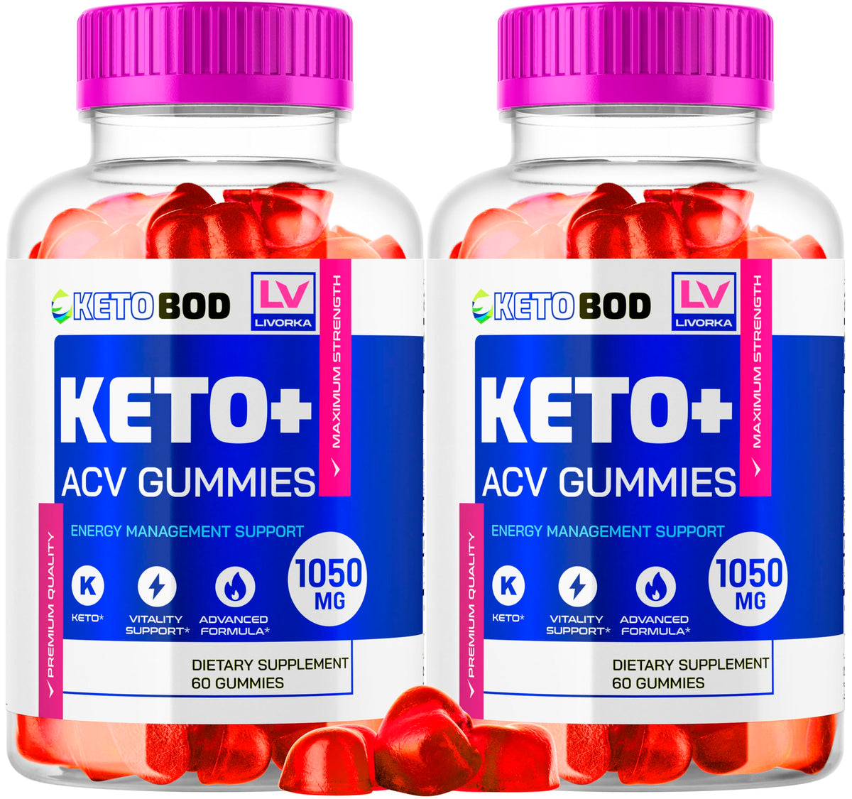 LIVORKA KetoBod ACV Gummies bottle front for on-the-go keto snacking