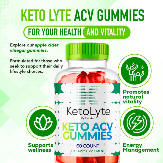 LIVORKA KetoLyte ACV Gummies bottle back shows benefits and serving details for informed daily use.