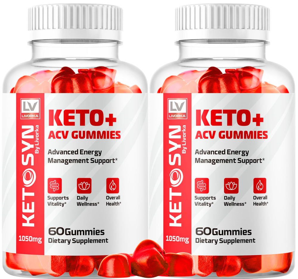 LIVORKA Ketosyn ACV Gummies two-pack front, convenient keto-friendly daily chew.