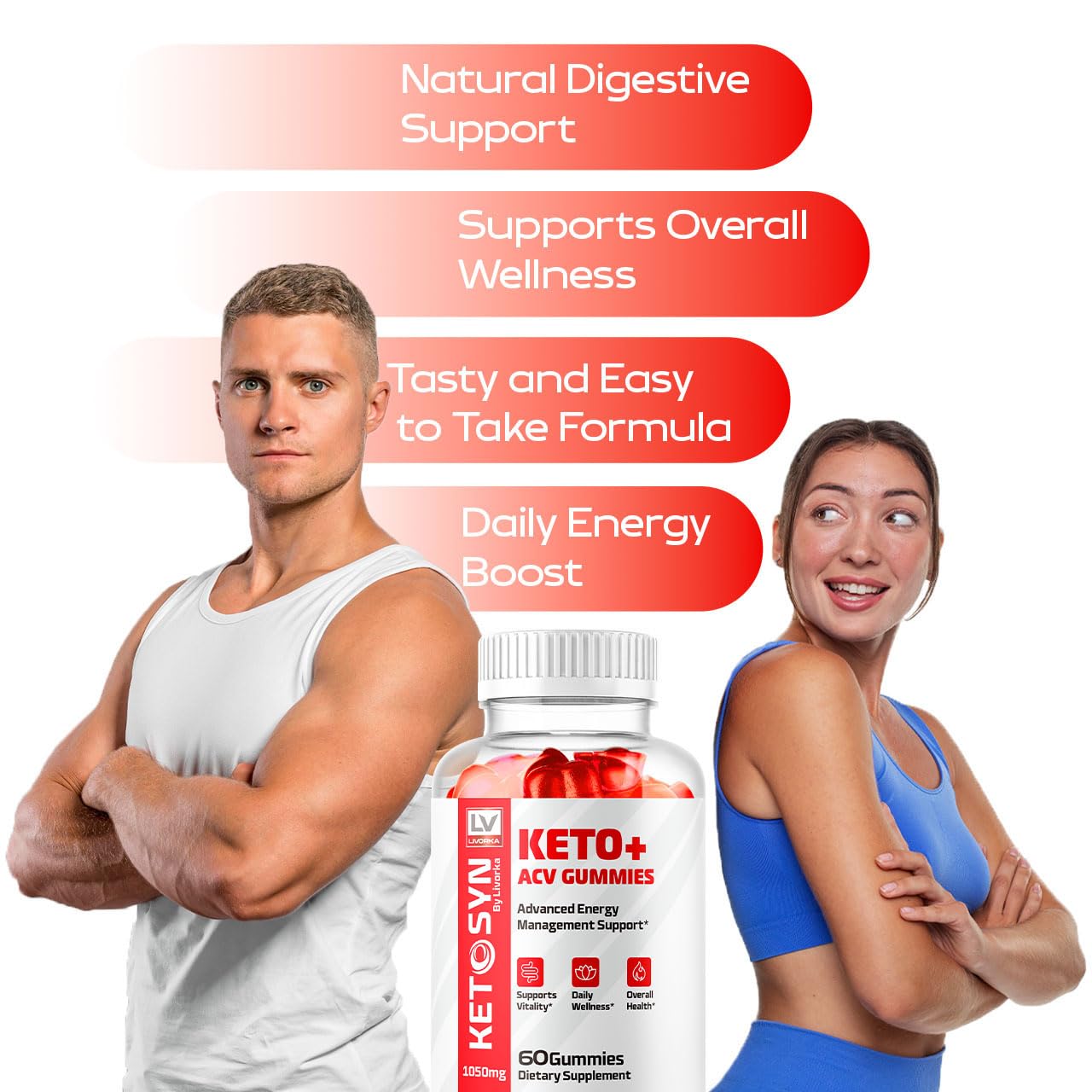 LIVORKA Ketosyn Keto Syn Gummies bottle, convenient keto-friendly formulation for low-carb plans.