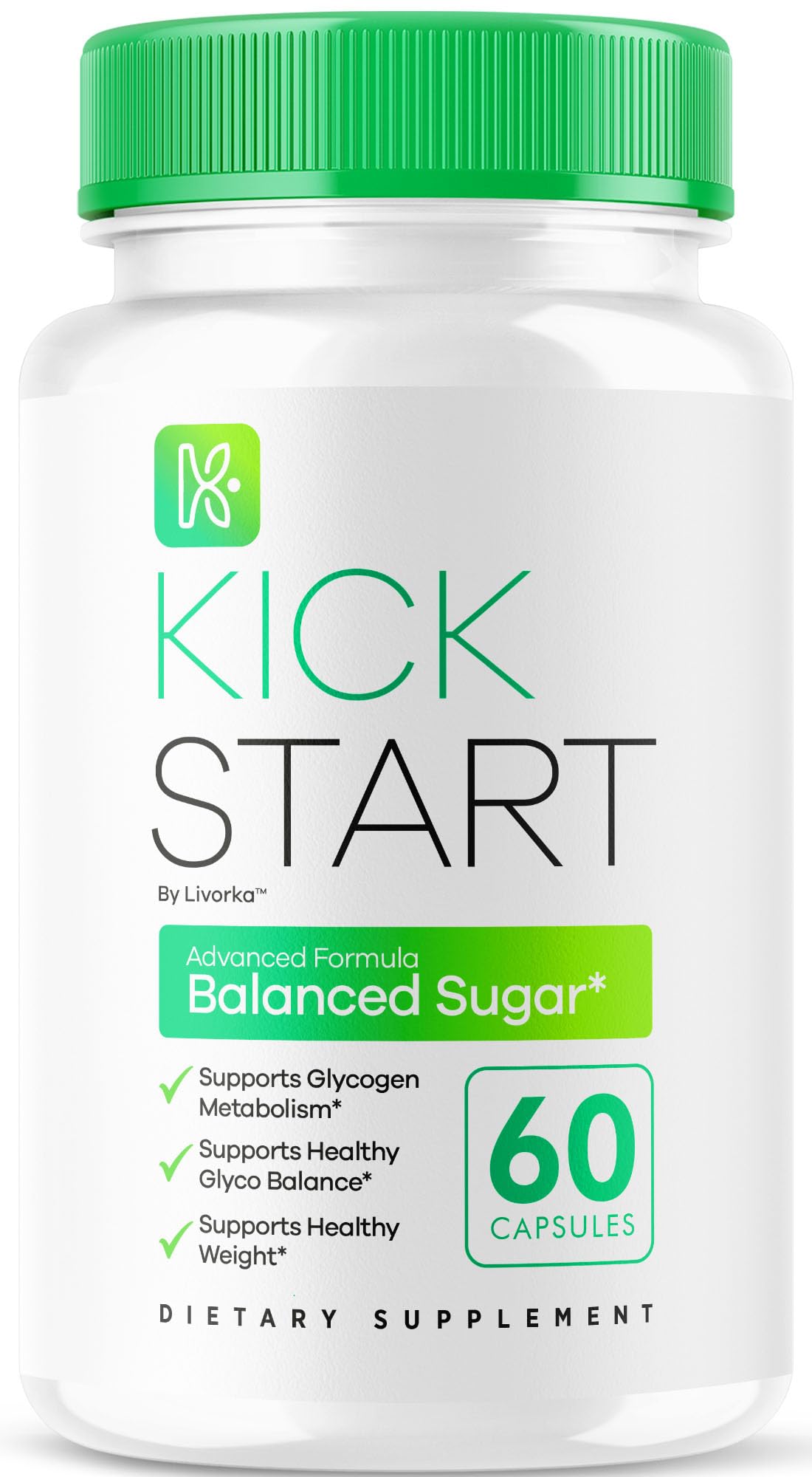 LIVORKA Kick Start Glyco Optimizer bottle front promotes daily wellness
