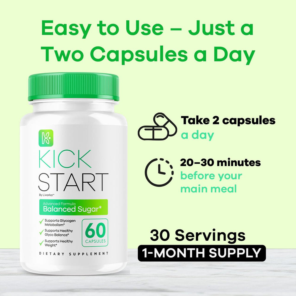 LIVORKA Kick Start Glyco Optimizer box packaging highlights all-natural formula