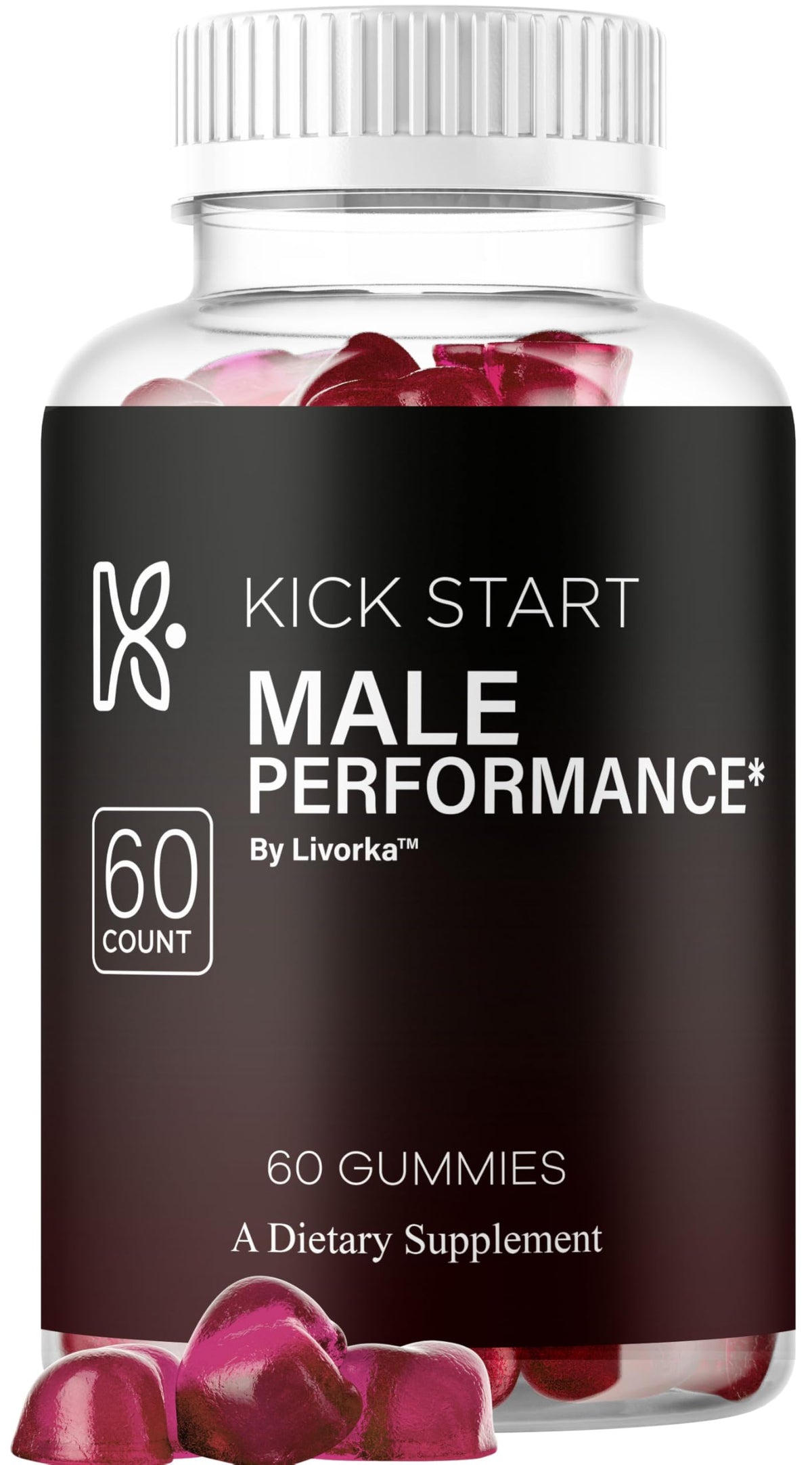 LIVORKA Kickstart Gummies bottle close-up shows convenient daily energy support.