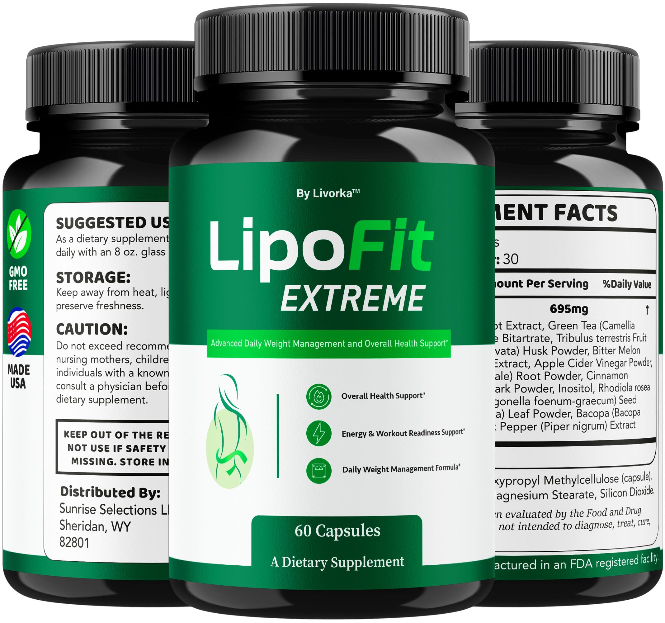 LIVORKA Lipo Fit Extreme label detail with transparent ingredients.