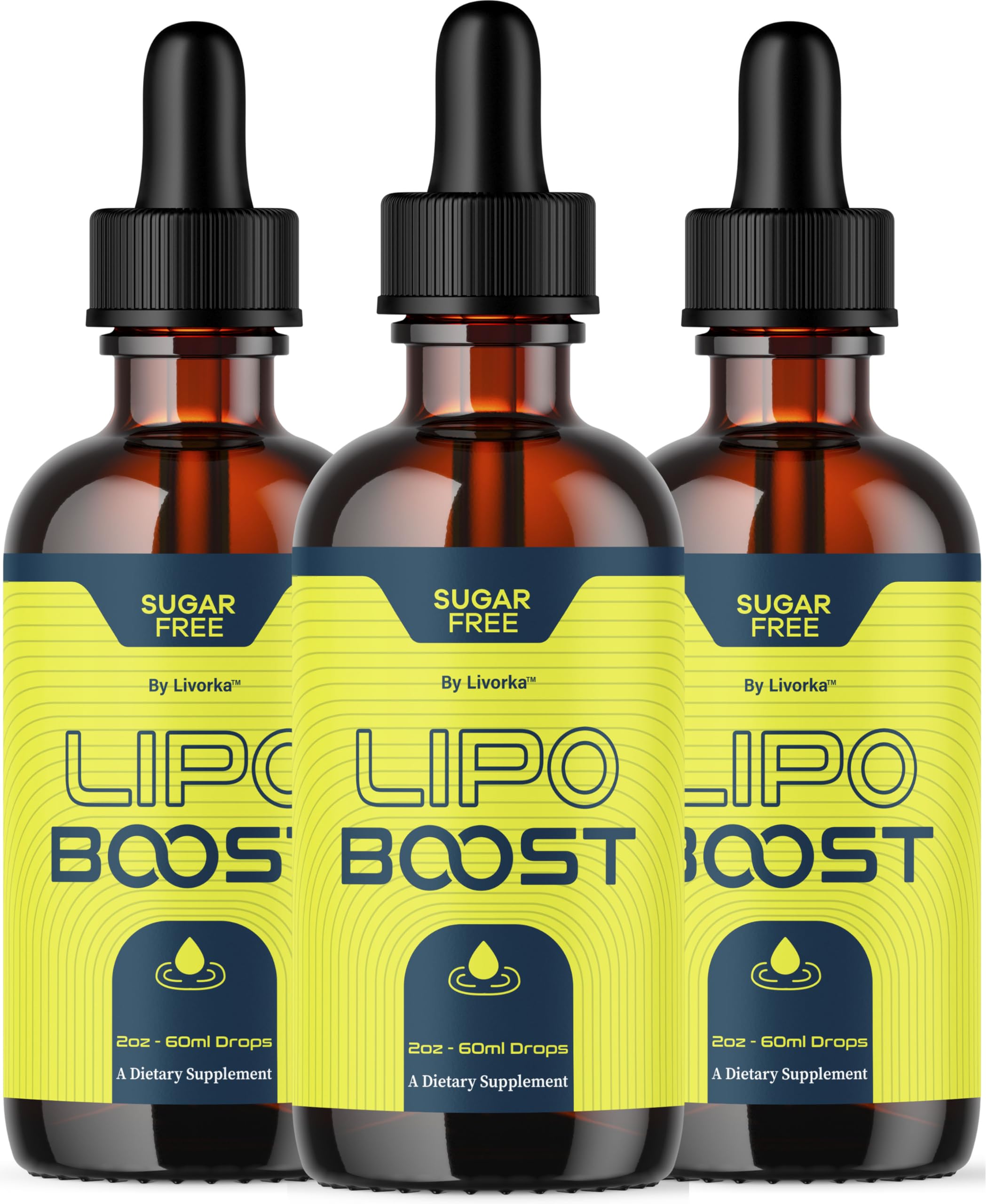 LIVORKA LipoBoost Drops bottle front shows premium liquid formula for daily wellness