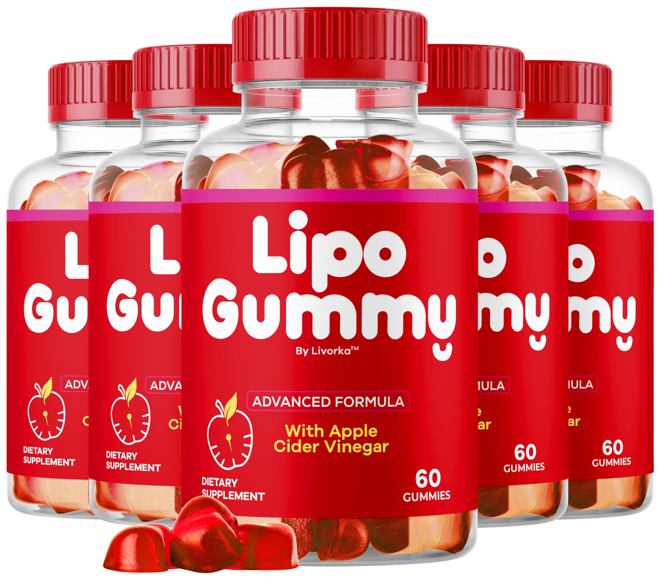 LIVORKA LipoGummy bottle front with keto-ACV formula for daily vitality.