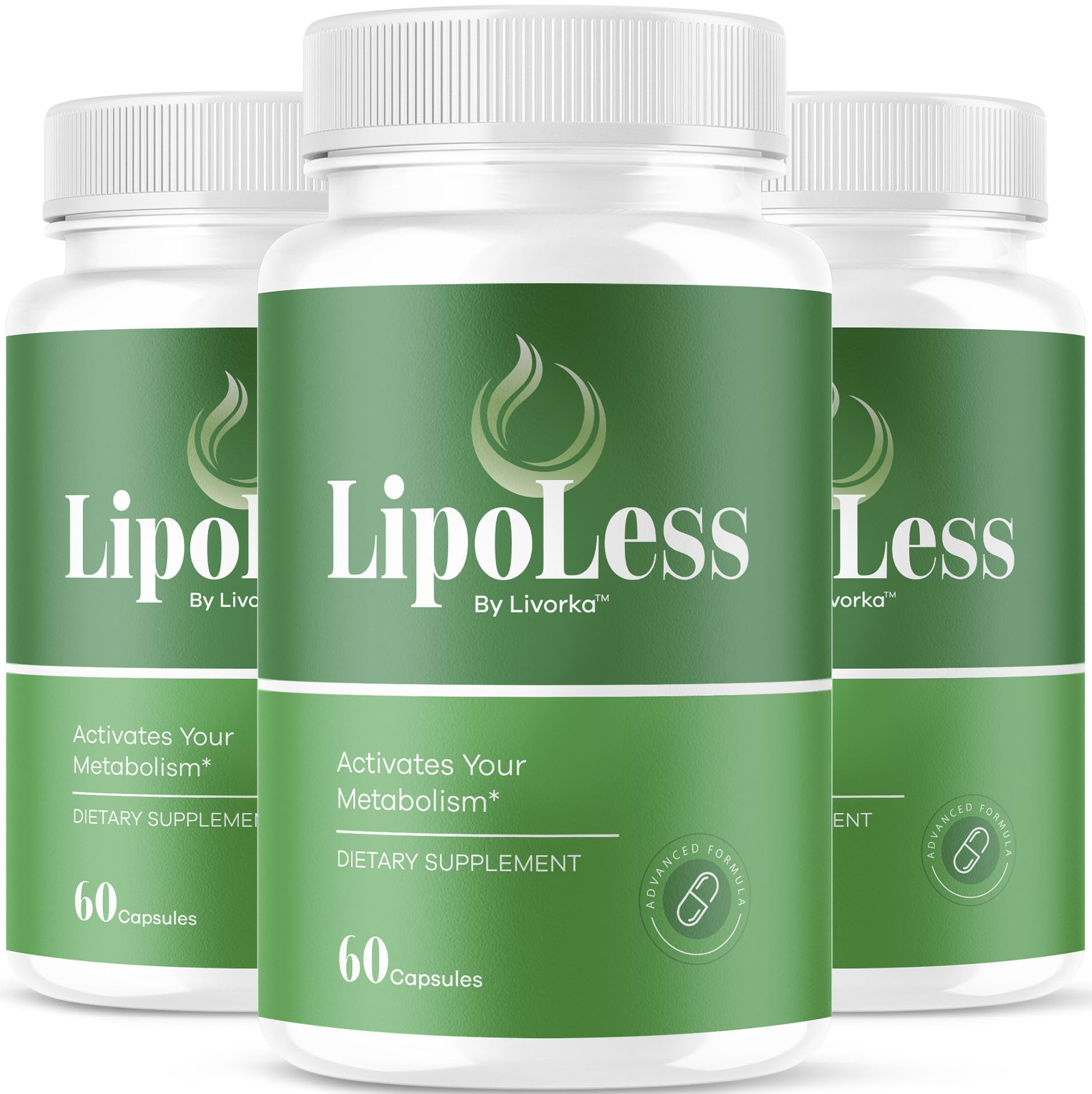 LIVORKA Lipoless bottle front, premium packaging for daily wellness.