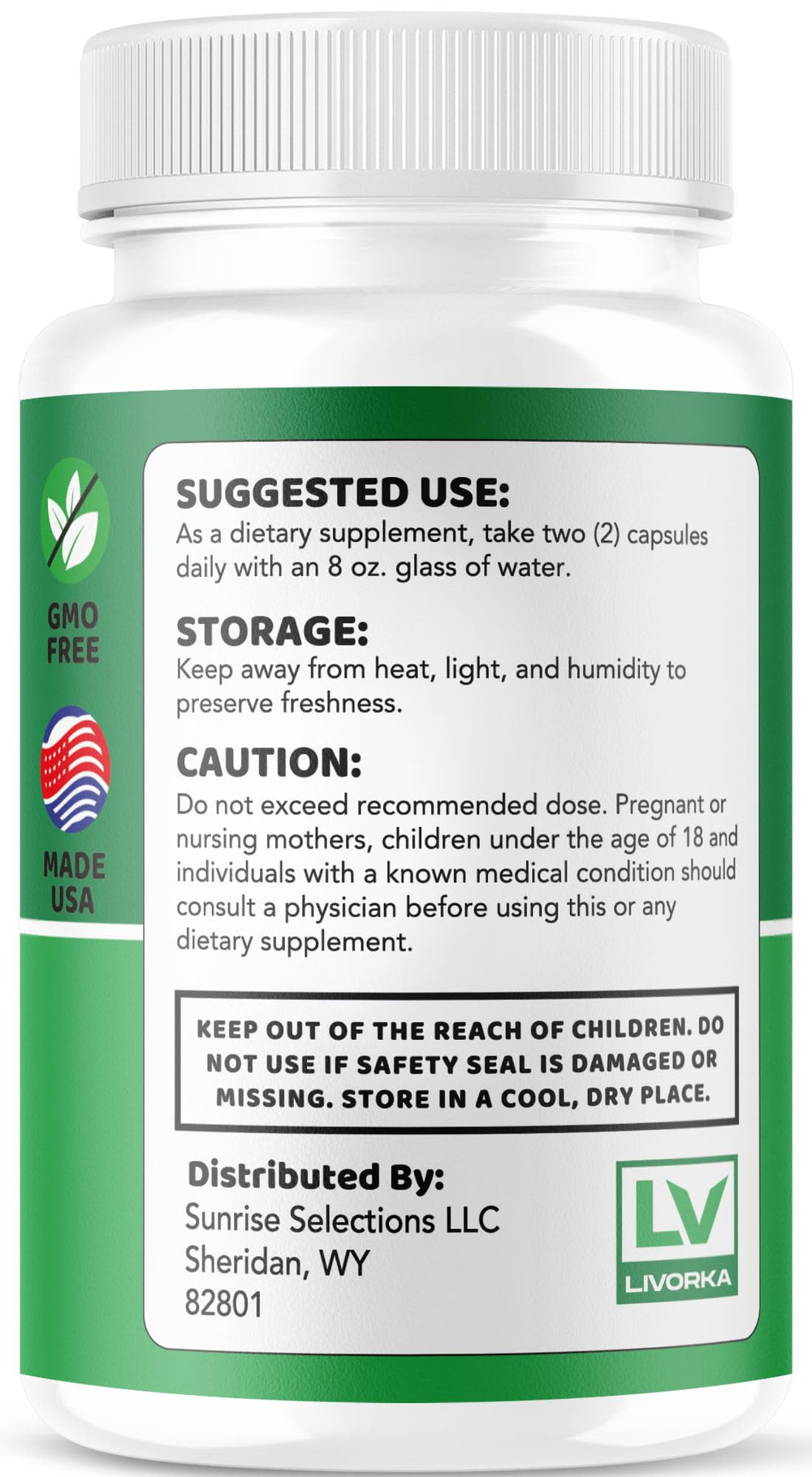 LIVORKA Lipoless made-in-USA badge on jar signaling GMP standards.