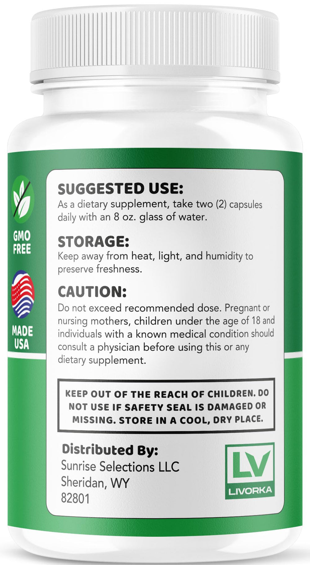 LIVORKA Lipoless natural ingredients blend supports daily wellness.