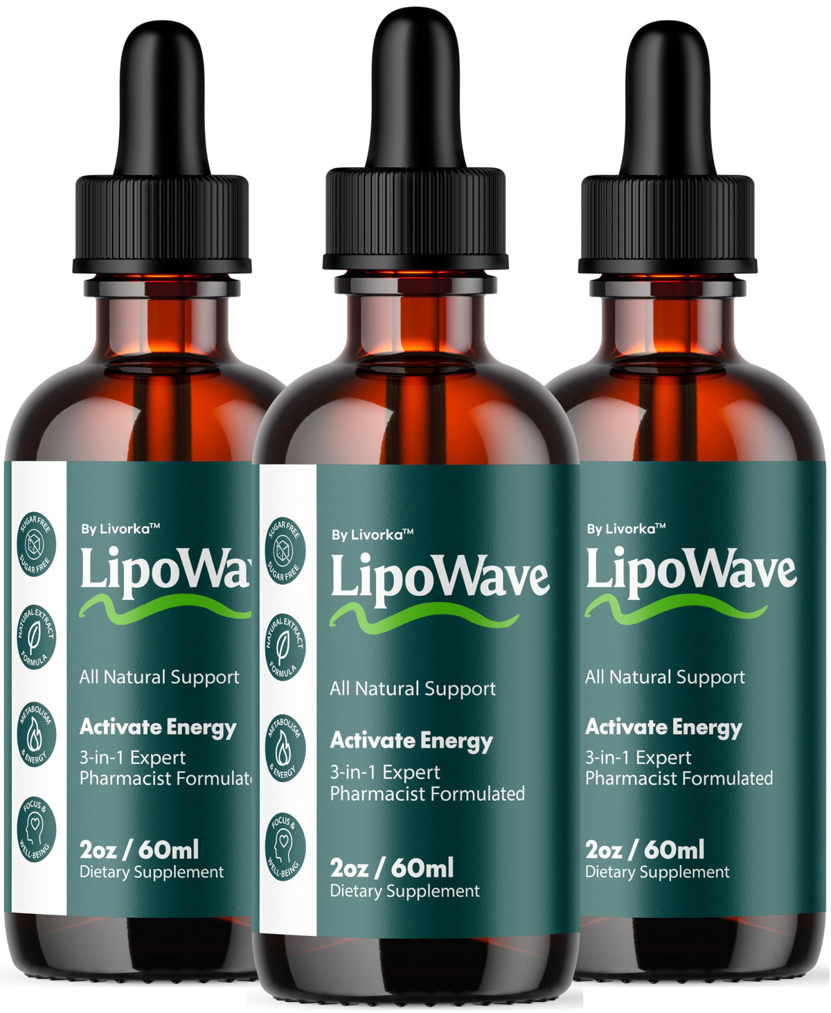 LIVORKA Lipowave Drops bottle for easy daily wellness support.