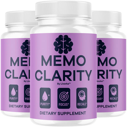 LIVORKA Memo Clarity three-pack bottle-front view for daily focus support
