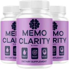 LIVORKA Memo Clarity three-pack bottle-front view for daily focus support
