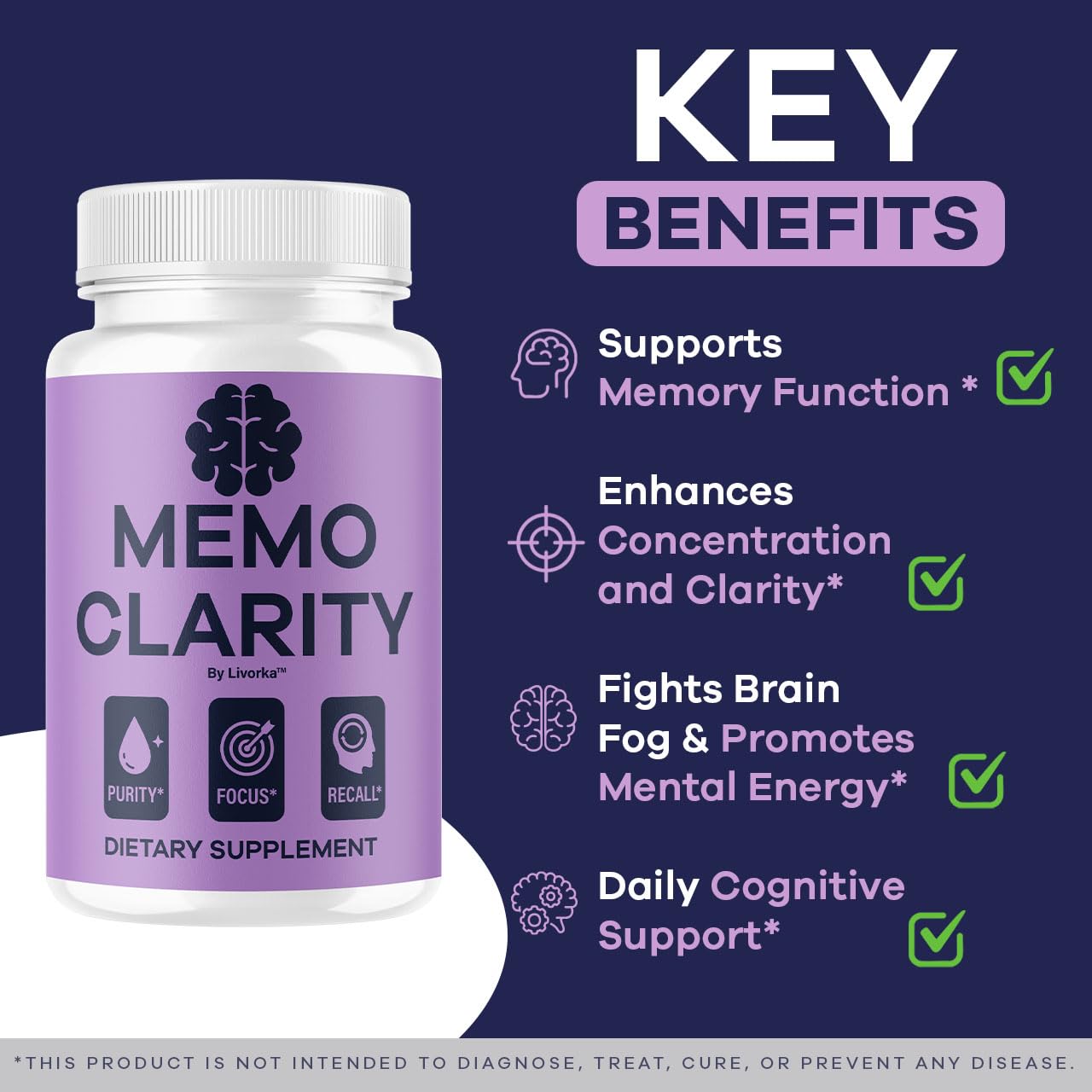 LIVORKA Memo Clarity packaging details emphasizing premium natural formula.