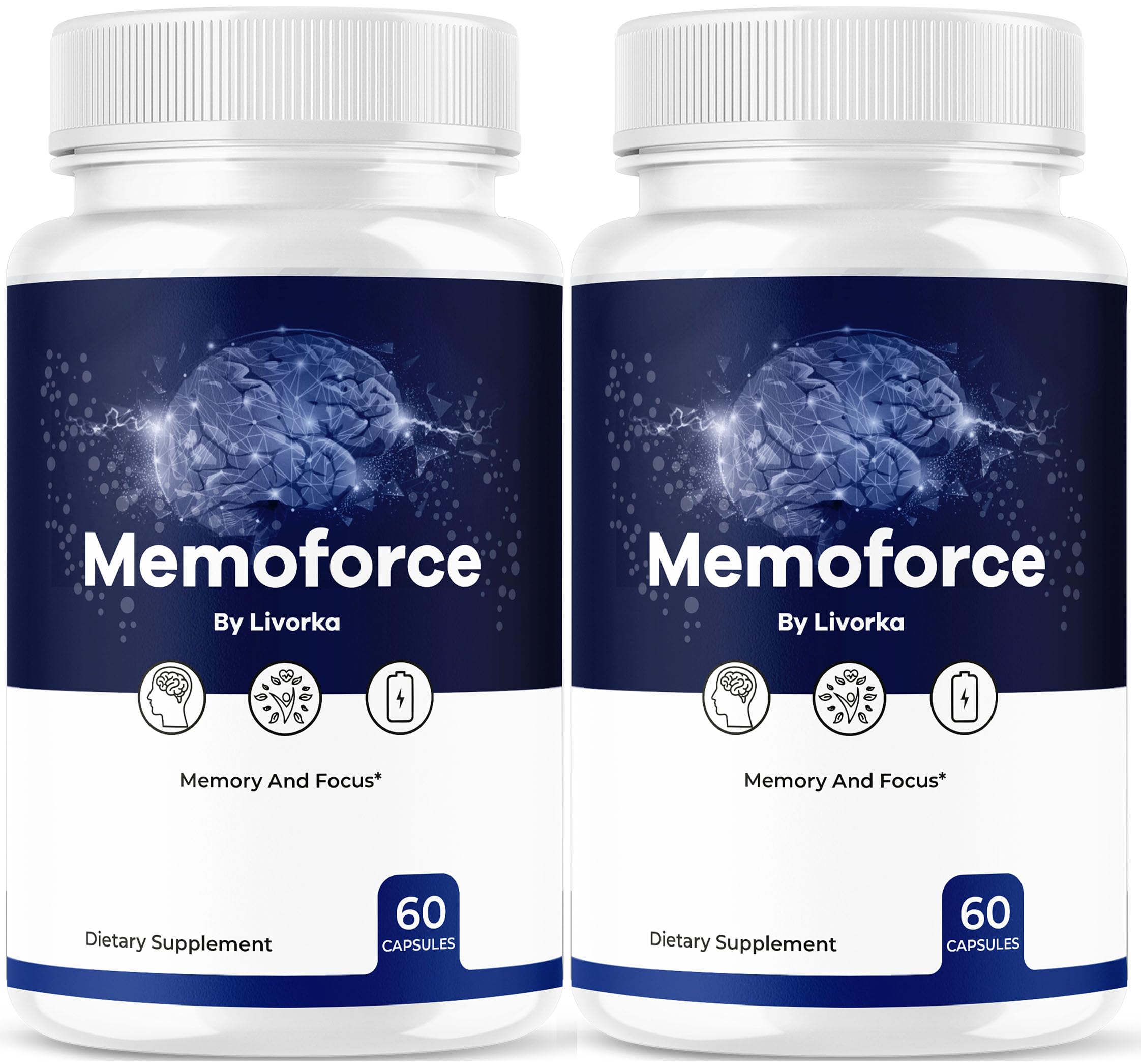 LIVORKA Memoforce bottle front shows premium packaging for daily brain support.