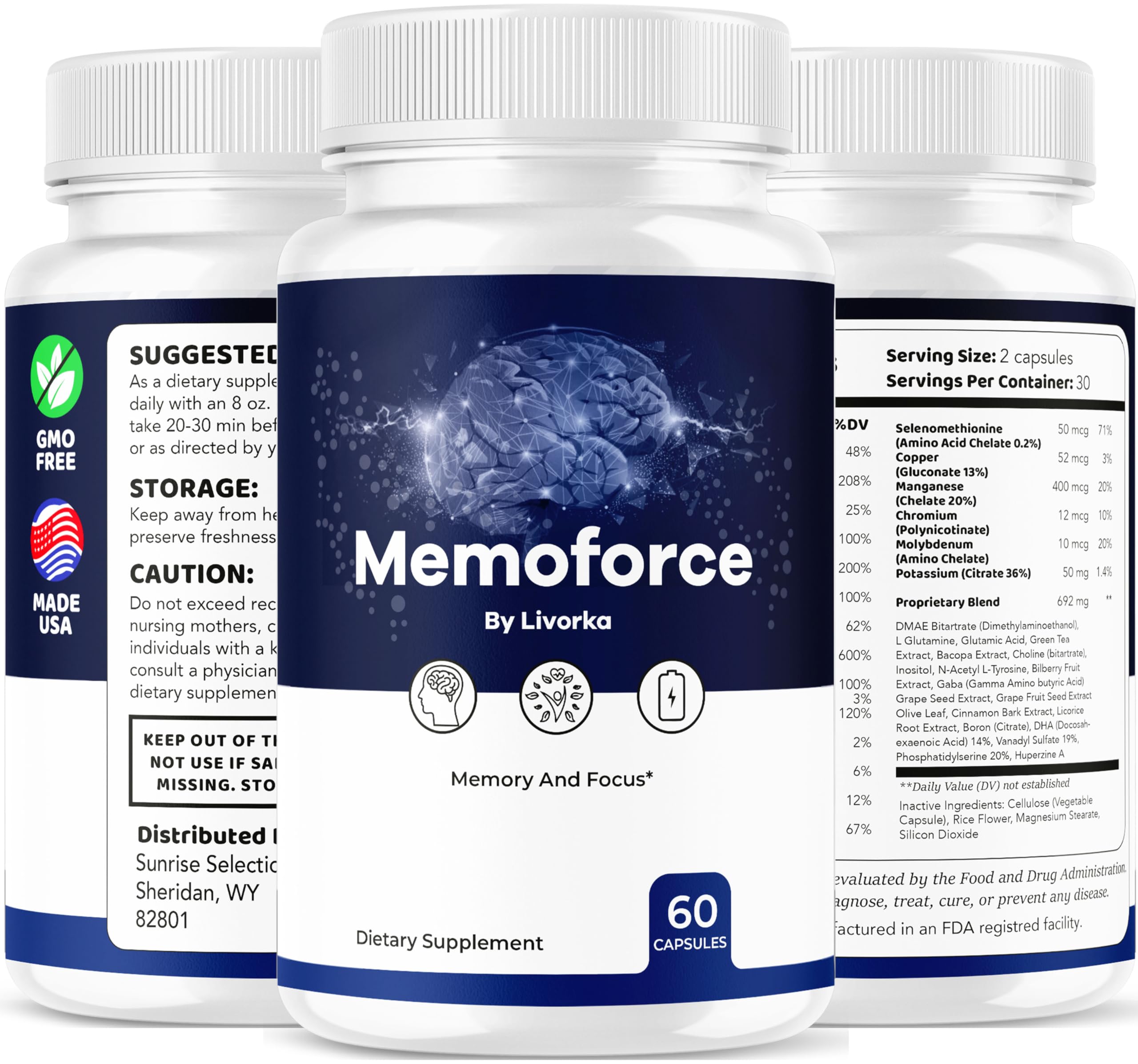 LIVORKA Memoforce ingredient-label closeup highlights premium formula components.