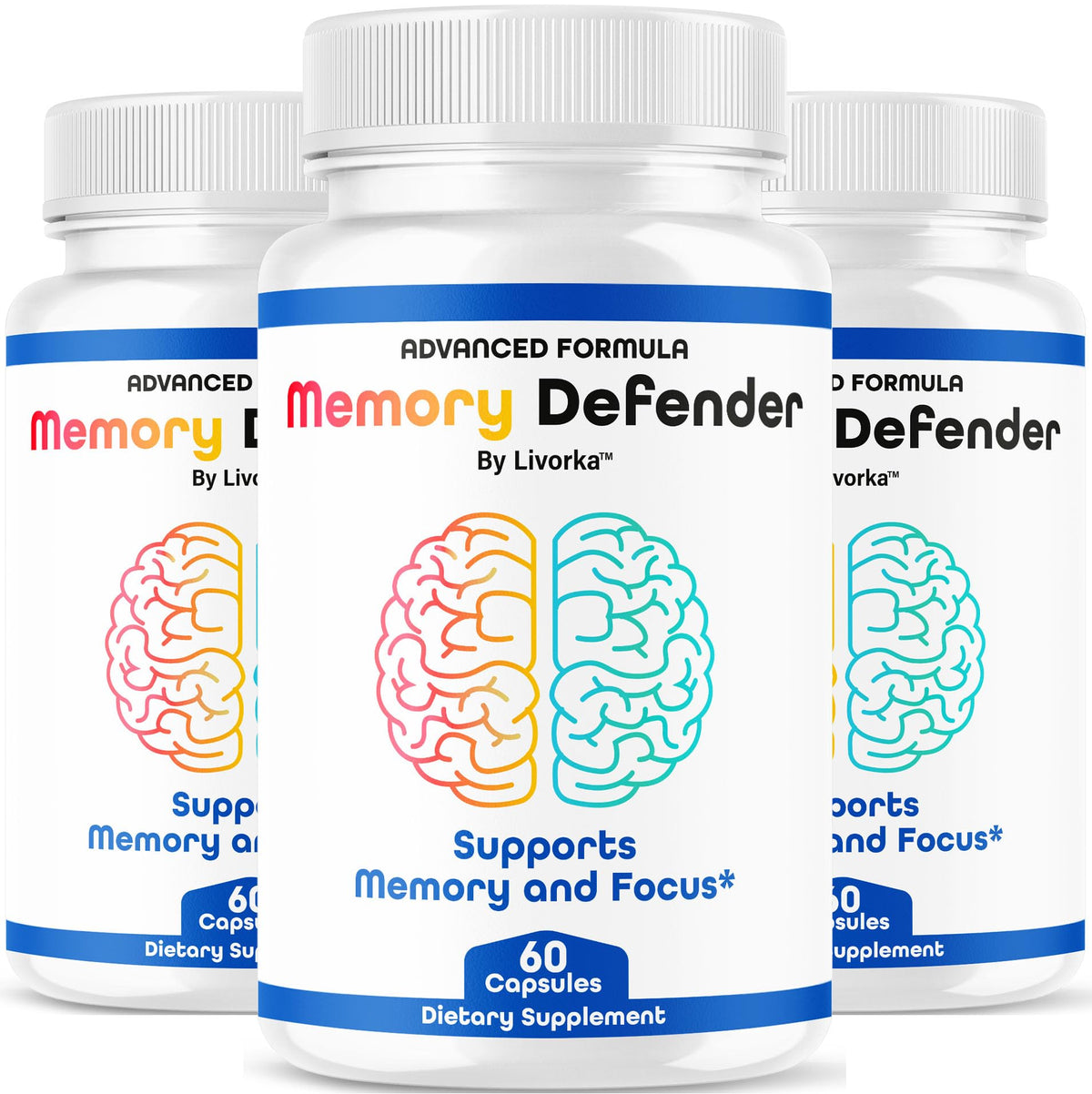 LIVORKA Memory Defender bottle front showing capsules for daily brain support