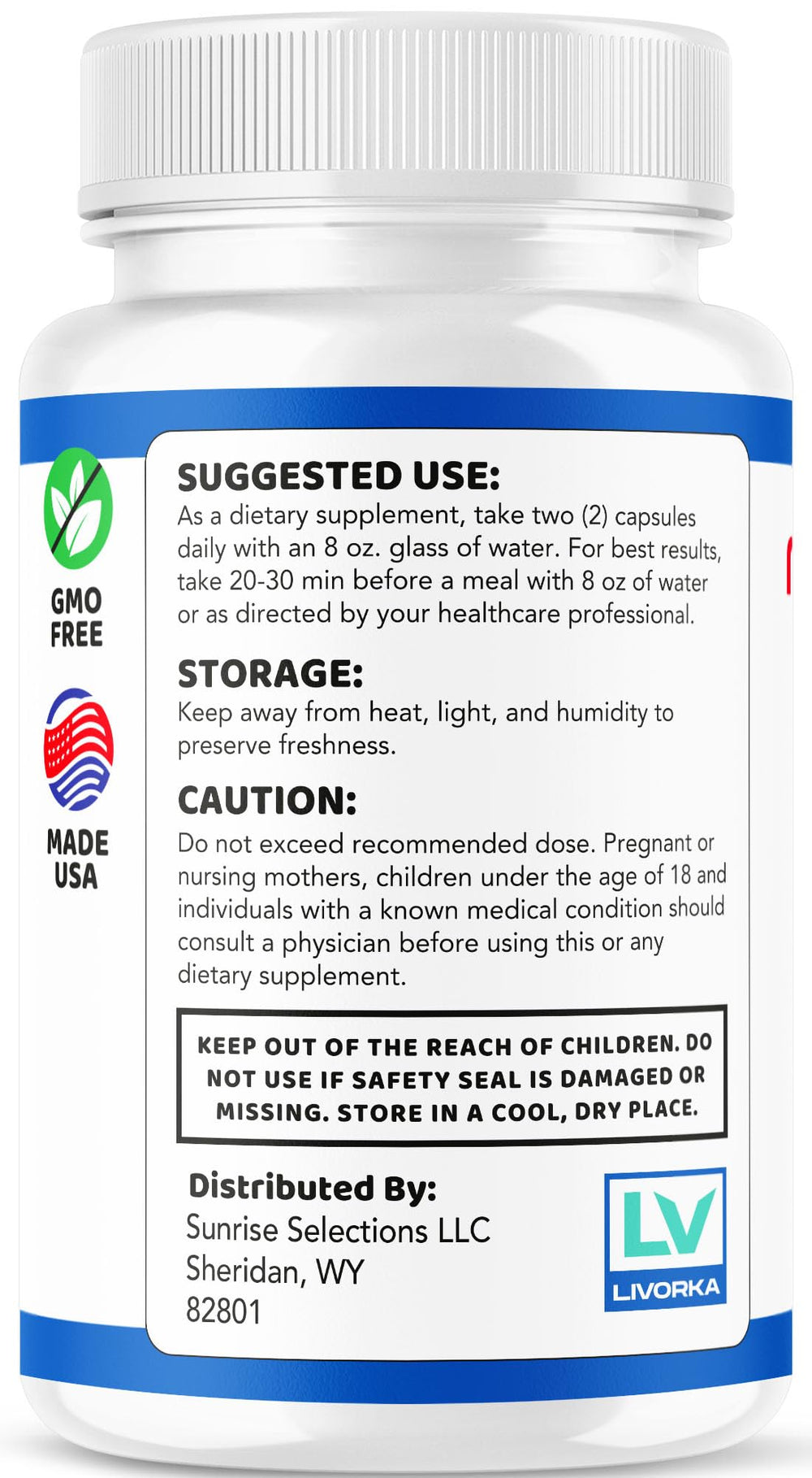 LIVORKA Memory Defender label ingredients close-up showing vitamins and minerals