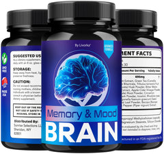 LIVORKA Memory Mood Brain bottle with glass of water for daily use.