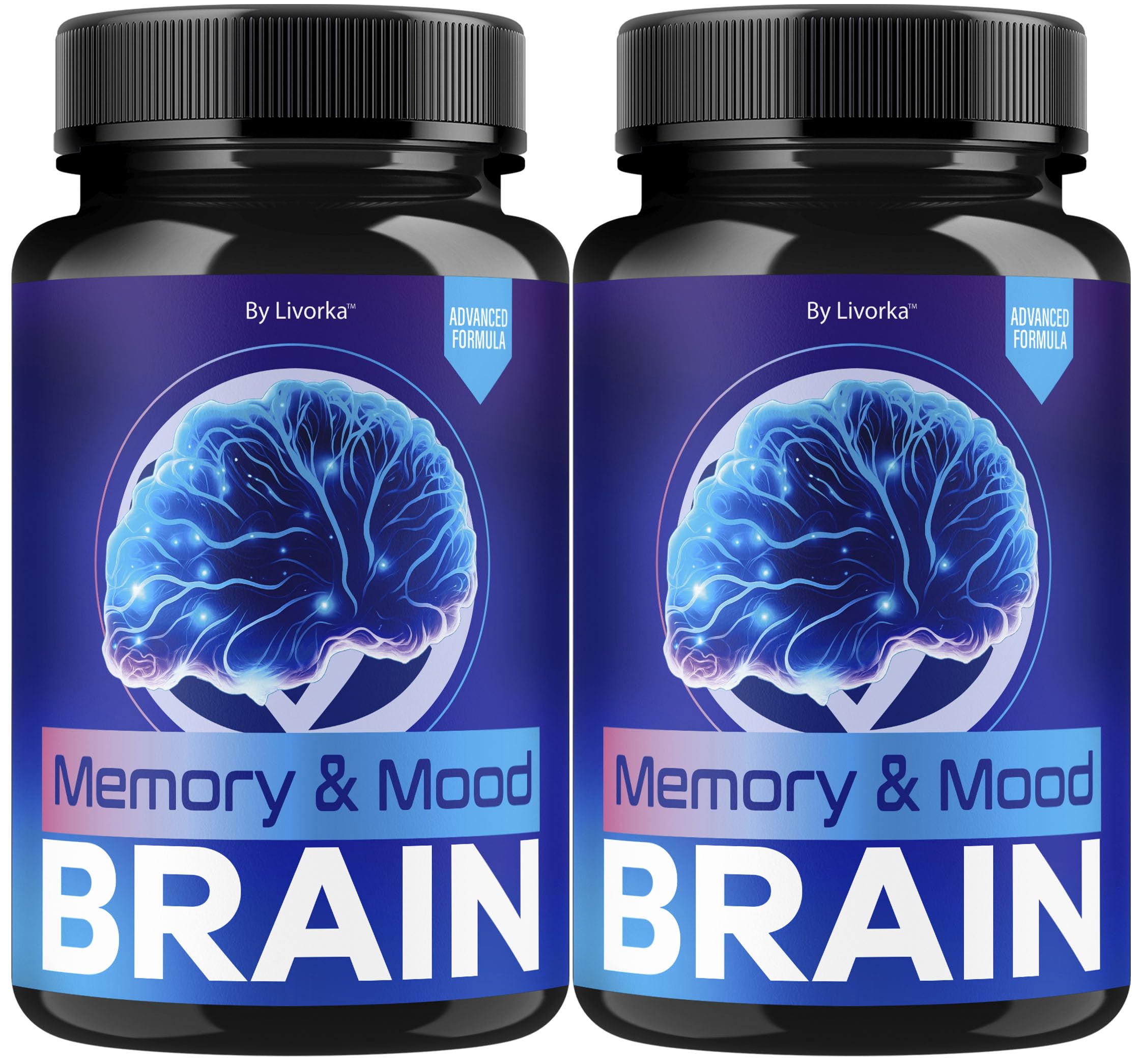 LIVORKA Memory Mood Brain bottle packaging for daily brain health support.