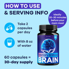 LIVORKA Memory Mood Brain packaging box on display evokes trusted daily supplementation.