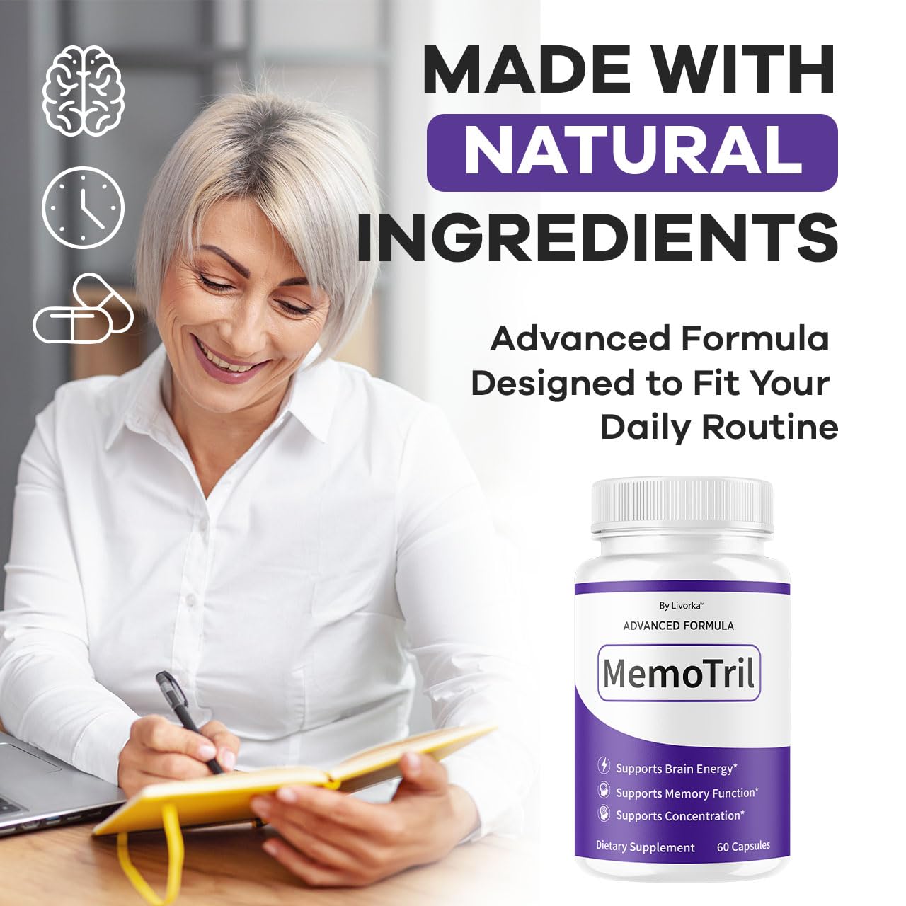 LIVORKA Memotril 30-day supply image with two capsules per day