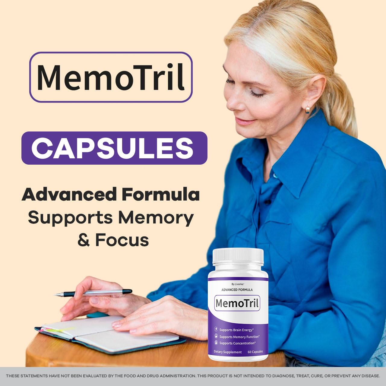 Close-up of LIVORKA Memotril capsules showing easy-to-swallow formula
