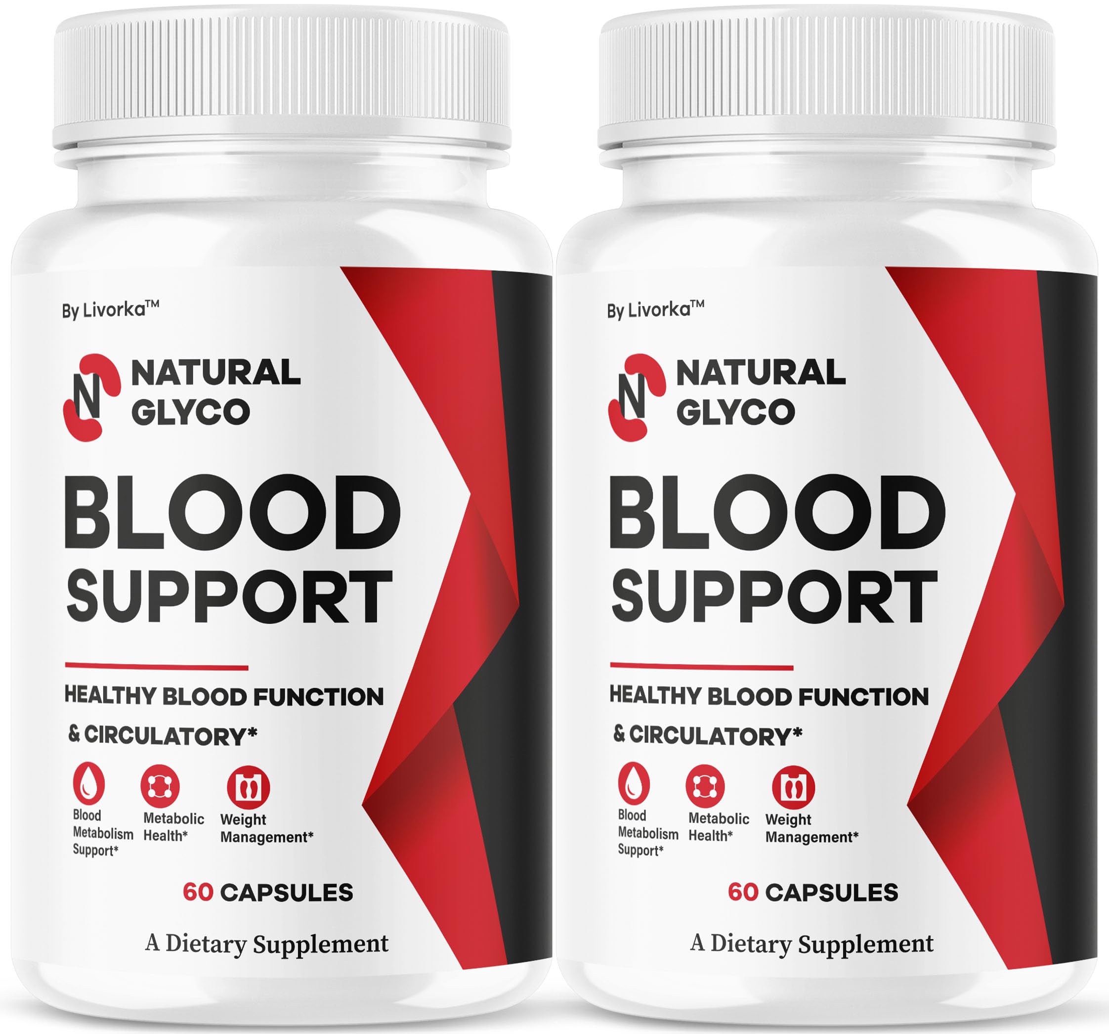 LIVORKA Natural Glyco Support bottle front showing premium daily wellness solution.