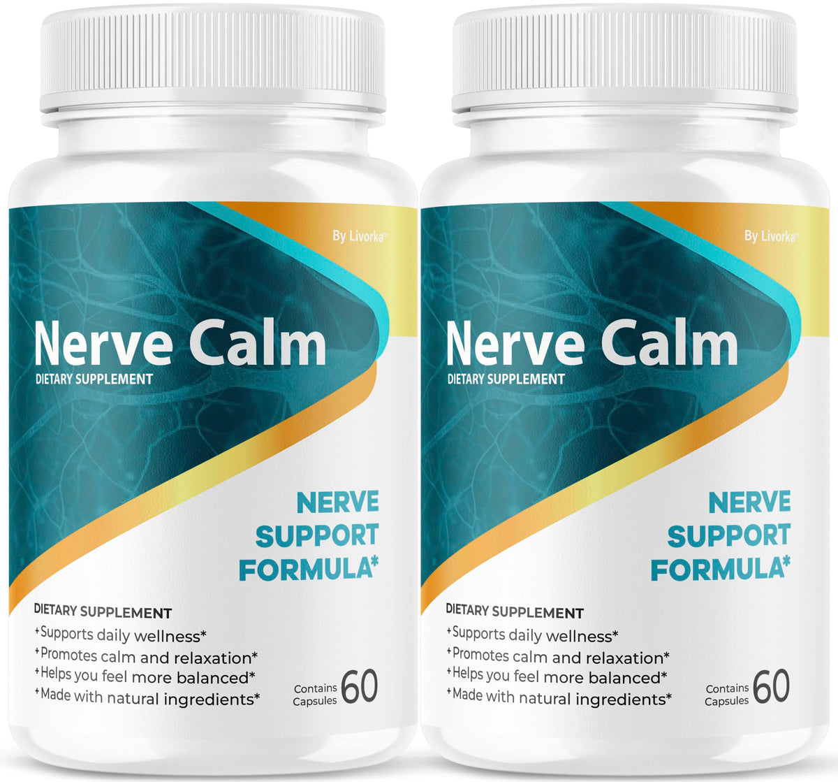 LIVORKA Nerve Calm bottle front view for daily focus and balance.