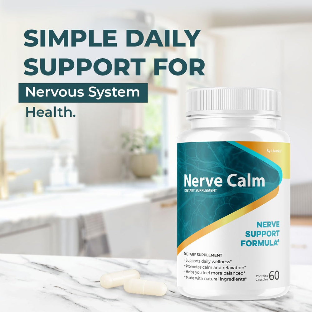 LIVORKA Nerve Calm daily-use scene with water and routine.