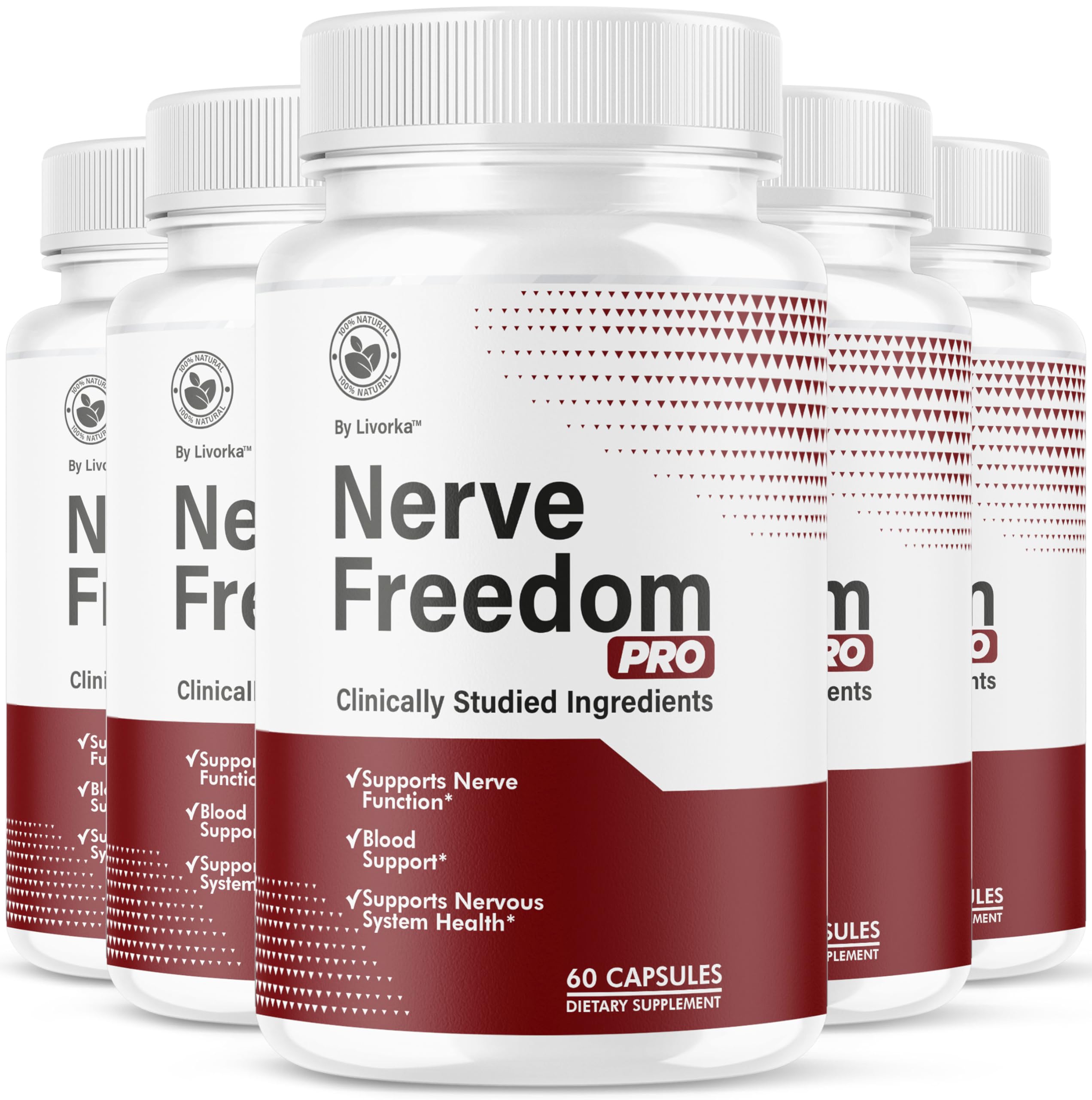 LIVORKA Nerve Freedom Pro bottle front, convenient daily supplement for steady routine.