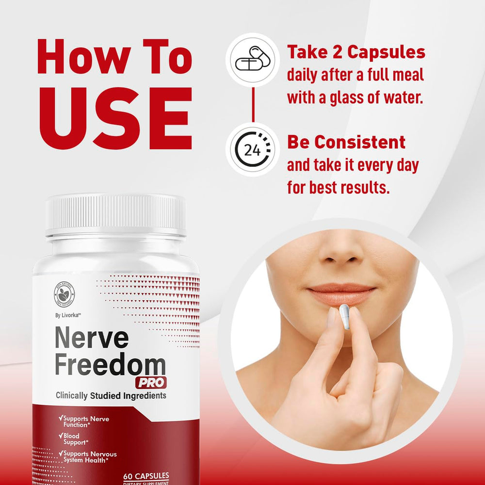 Livorka Nerve Freedom Pro capsules closeup emphasizes easy-to-swallow form.
