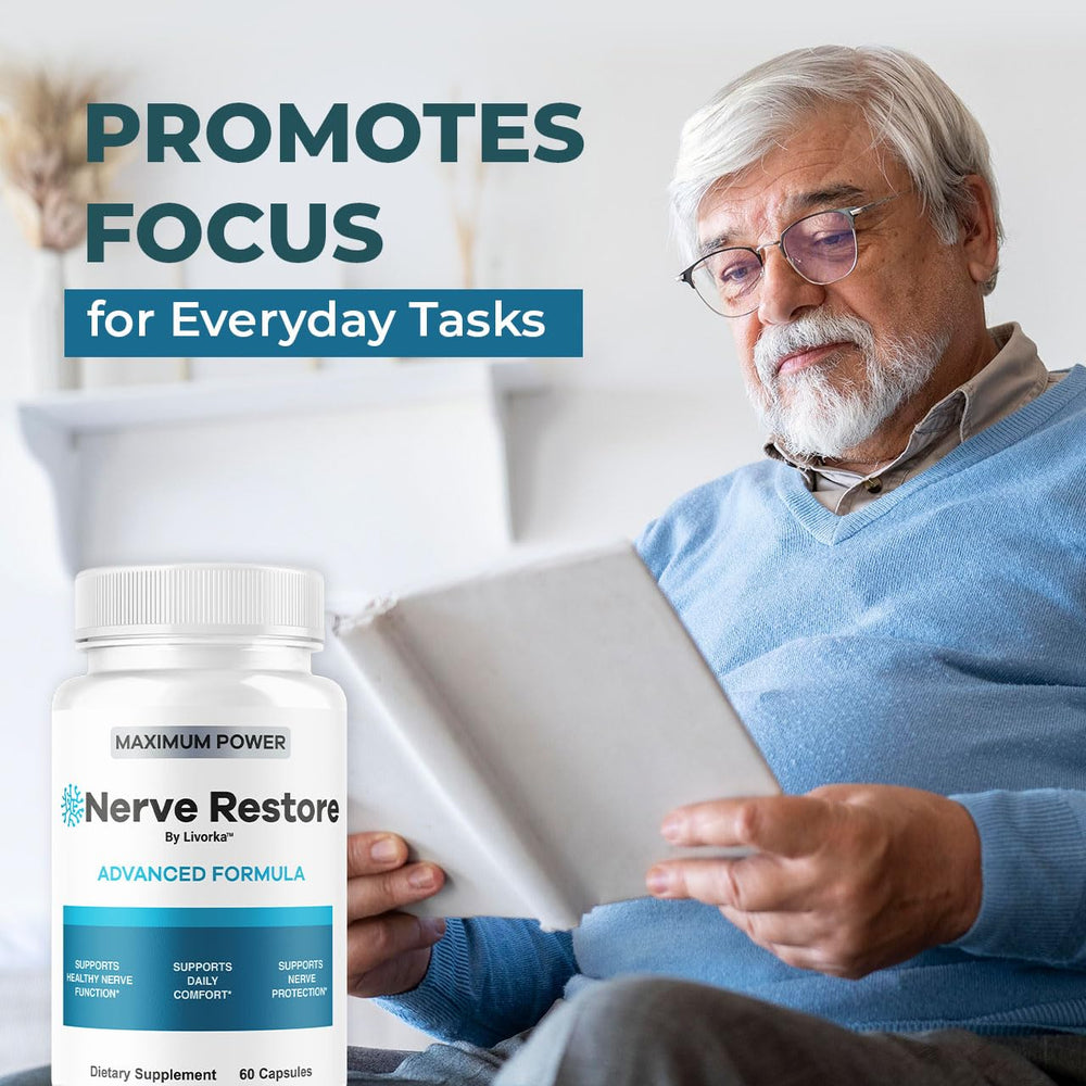 LIVORKA Nerve Restore advanced formula label highlighting premium blend.