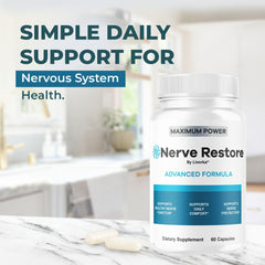 LIVORKA Nerve Restore amber bottle in natural light for easy daily intake.