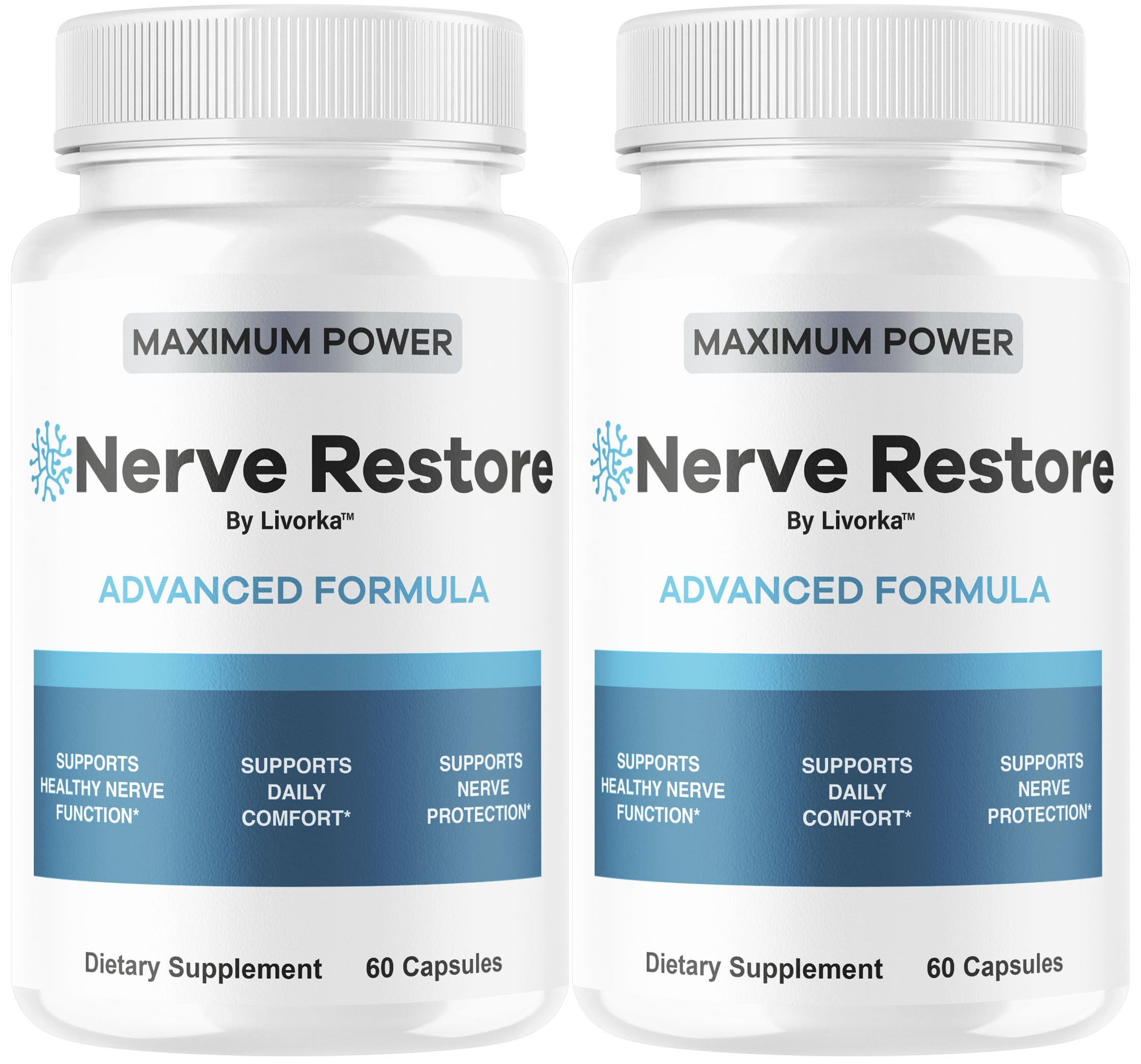 LIVORKA Nerve Restore bottle front view for daily nerve support.