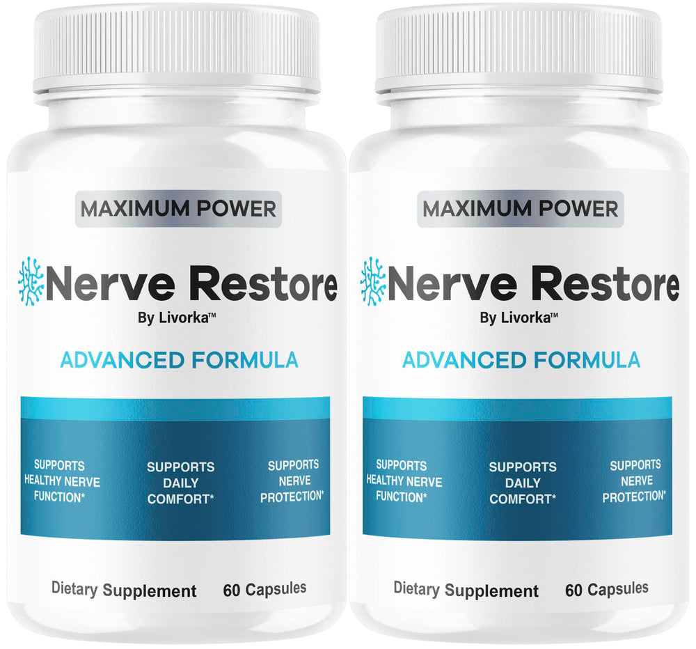 LIVORKA Nerve Restore bottle front view for daily nerve support.